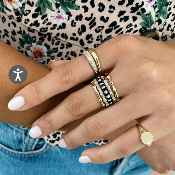 EF COLLECTION 3 diamond zebra enamel ring - Picture 2 of 7